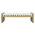 Christopher Knight Home Birchfield Modern Rubberwood Chenille Upholstered Bench with Rolled Cushions, Natural/Beige