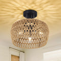 GDFStudio Eirene Boho Rattan Chandelier with 3 Light Fixtures, Brown