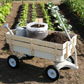 GDFStudio Isolde Modern Steel and Wood Outdoor Carriage with Foldable Handle and Removable Side Panels, White