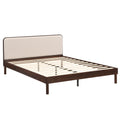 Christopher Knight Home Electra Modern Linen Upholstered Bamboo Platform Bed, Chocolate, Queen