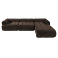 Christopher Knight Home Keri 122" Modern L-Shaped High-Density Foam Sectional Sofa with Low Backrest, Dark Brown