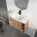 GDFStudio Aileen 28  Wall-Mounted Bathroom Vanity with Ceramic Sink and Open Storage Shelves, Oak