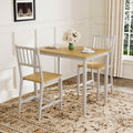 GDFStudio Erma 3-Piece Industrial Iron and Wood Dining Set with Table and 2 Chairs, White/Natural