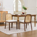 GDFStudio Payten Farmhouse Rubberwood Chenille Upholstered Dining Chairs with Curved Arched Cane Back (Set of 2), Beige