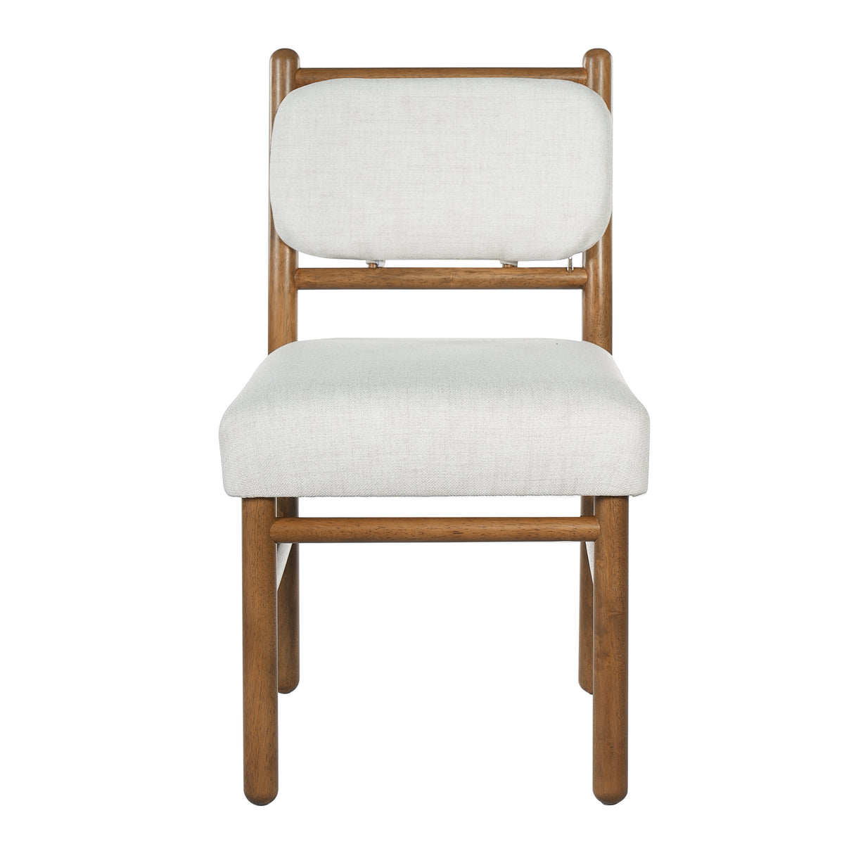 Christopher Knight Home Pandia Mid-Century Modern Upholstered Dining Chairs with Rubberwood Legs, Beige/Dark Walnut, Set of 2