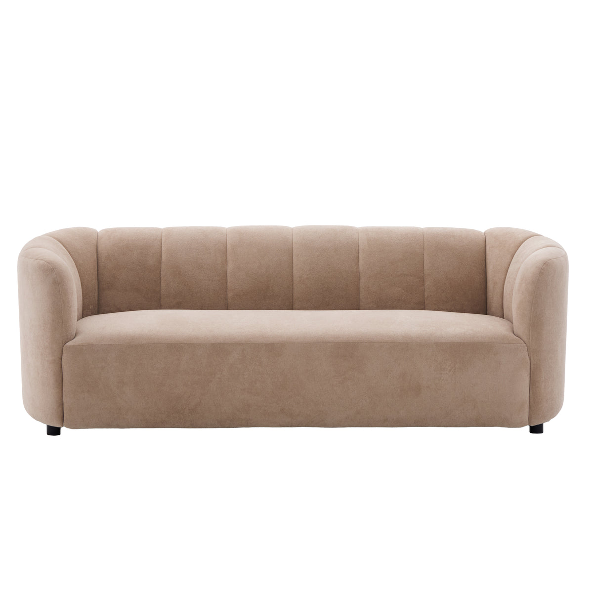Christopher Knight Home Oakmere Modern 80" Wooden Chenille Upholstered 3-Seater Sofa with Curved Design, Nomad