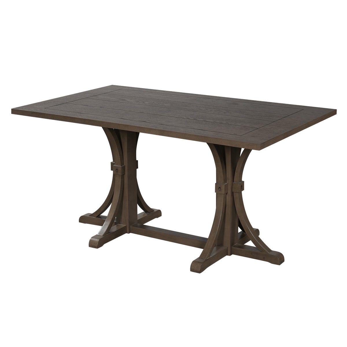 Christopher Knight Home Valora Modern Rubberwood Dining Table with Trestle Base and Curved Legs, Espresso