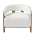 Christopher Knight Home Alven Modern Wooden Boucle Upholstered Accent Chair with Curved Arm and Barrel Back, Off-White/Natural