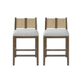 Christopher Knight Home Halston Modern Rubberwood Upholstered Counter Stools with Rope Design (Set of 2)