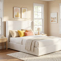 Christopher Knight Home Heino Modern Coconut Micro Suede Upholstered King Bed with Wingback?White