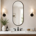 GDFStudio 18X40'' Pax Modern Oval Frame Mirror, Black