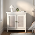 GDFStudio Edmund Modern 27.6" Storage Cabinet with Rattan Doors and Adjustable Storage Shelf, White