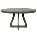 GDFStudio Delamere 42"-58" Farmhouse Wood Extendable Round Dining Table with Removable Leaf and Curved X-Base