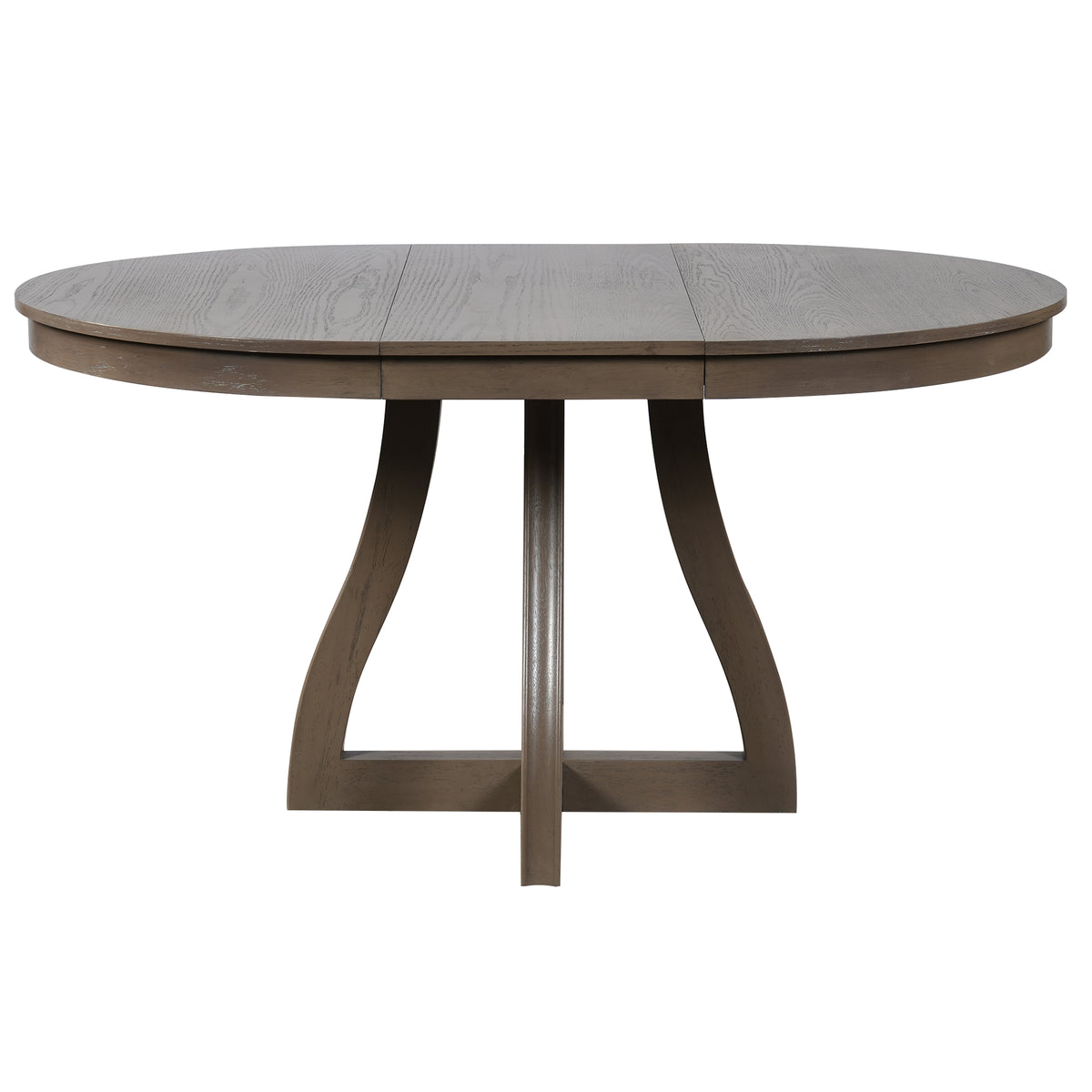 GDFStudio Delamere 42"-58" Farmhouse Wood Extendable Round Dining Table with Removable Leaf and Curved X-Base