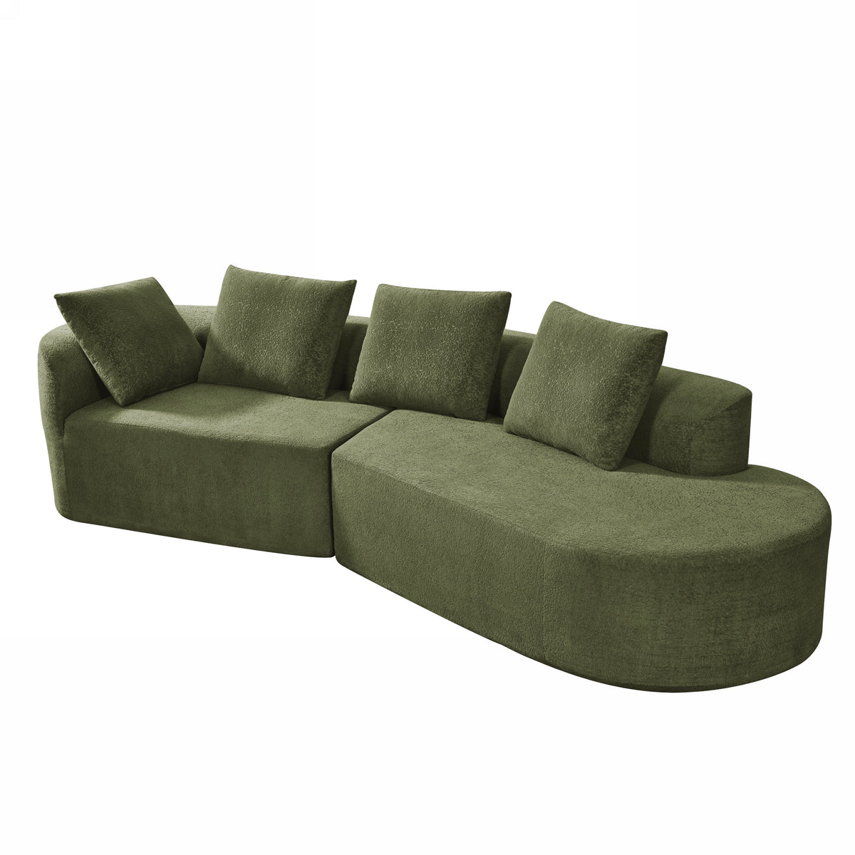 Christopher Knight Home 116" Modern Curved Sectional Sofa with High-Density Sponge and 4 Pillows, Green
