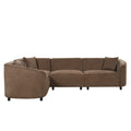 Christopher Knight Home Oakmont 104" L-Shaped Wooden Linen Sectional Sofa with Curved Design, Brown
