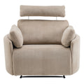 Christopher Knight Home Dodonides Modern Oversized Upholstered Recliner Chair with Adjustable Headrest, Almond