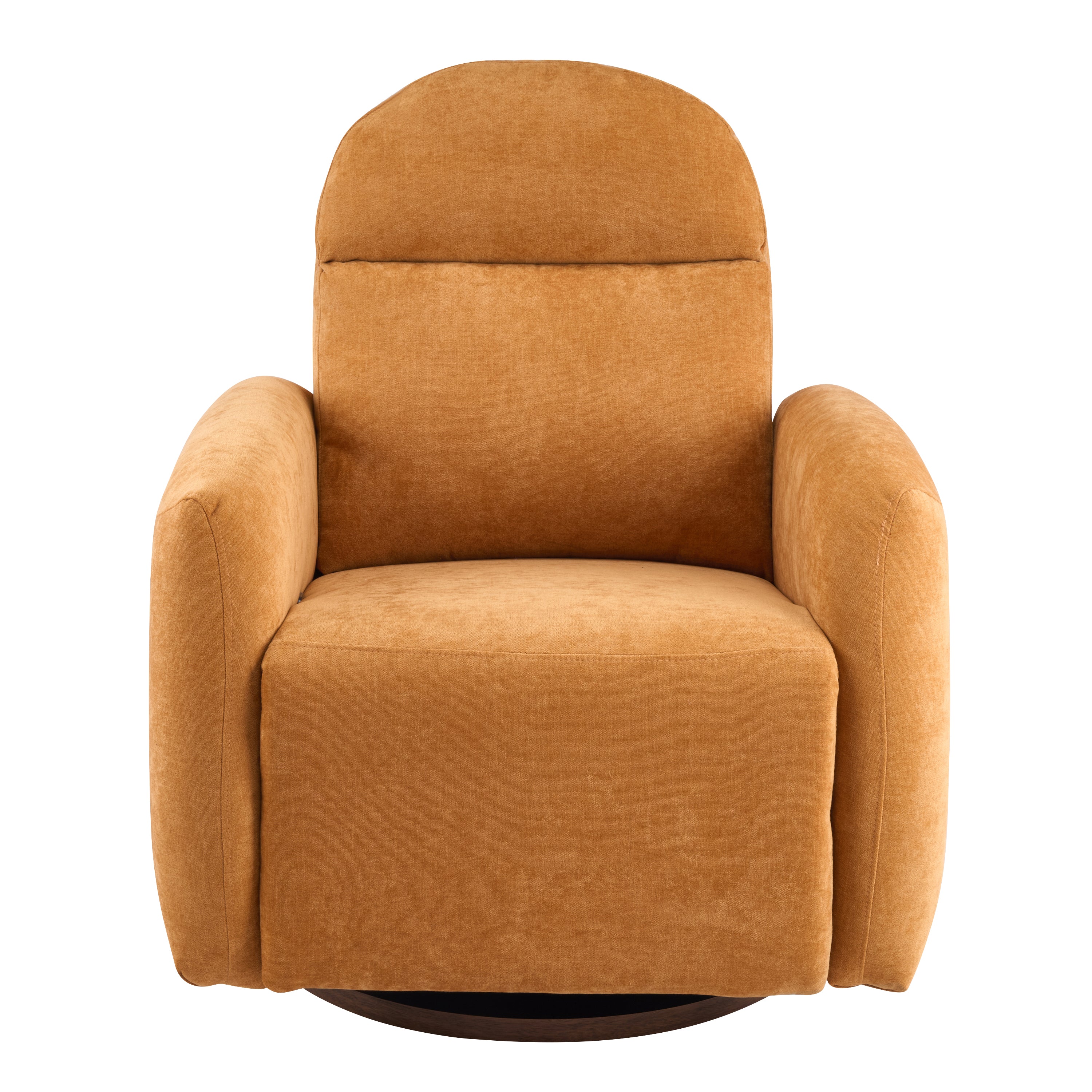 Christopher Knight Home Daphne Modern Oversized 360? Swivel Glider Upholstered Chair with Wooden Base, Pumpkin Yellow