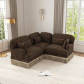 GDFStudio Alke Modular 66? Leopard Printed Chenille Upholstered Sectional Sofa with Tassel?Brown/Black