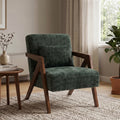 GDFStudio Valebrook Modern Wooden Chenille Upholstered Accent Chair with Pillow, Dark Green
