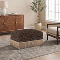 GDFStudio Alke Modern Leopard Printed Chenille Upholstered Ottoman, Brown/Black