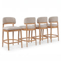 Christopher Knight Home Bennett Modern Rubberwood Upholstered Counter Stools with Curved Back (Set of 4), Beige/Natural
