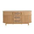 Christopher Knight Home Oliver Modern 60" Wooden Sideboard Cabinet with 4 Doors, Drawer and Rattan Design, Natural