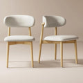 GDFStudio Aniston Mid-Century Modern Upholstered Wood Dining Chair with Curved Backrest (Set of 2), Oak
