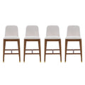 Christopher Knight Home Spencer Mid-Century Modern Rubberwood Upholstered Bar Stools, Walnut, Set of 4