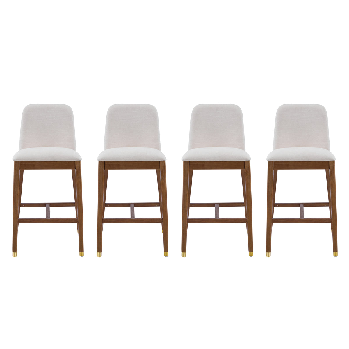 Christopher Knight Home Spencer Mid-Century Modern Rubberwood Upholstered Bar Stools, Walnut, Set of 4