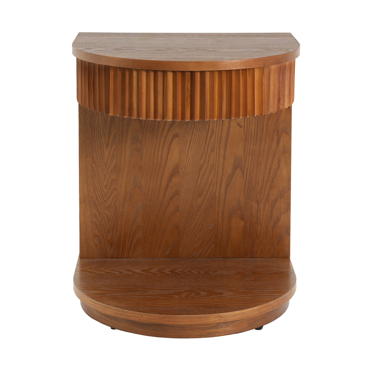 Christopher Knight Home Clytius Mid-Century Modern Fluted Curved Side Table with 1 Drawer, Walnut
