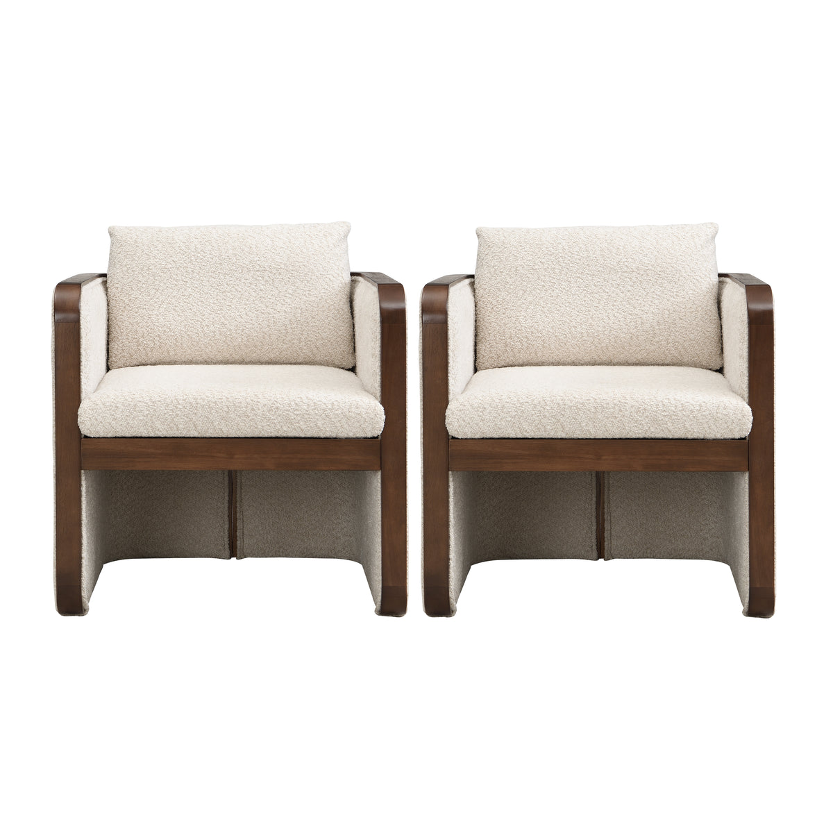 Christopher Knight Home Shan Modern Rubberwood Upholstered Dining Chairs (Set of 2), Walnut/Almond