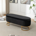 GDFStudio Jasmine Modern Wooden Velvet Upholstered Storage Bench with Metal Legs, Black
