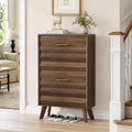 GDFStudio Curran 23.6" Mid-century Modern Flip-Top Freestanding Wooden Shoe Cabinet, Walnut