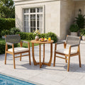Christopher Knight Home Joueyf  3 Pieces Rustic Patio Acacia Bistro Set, Teak/Gray