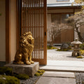 GDFStudio Mors 24'' Modern Outdoor Lion Guardian Sculpture, Gold