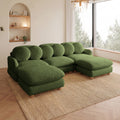 GDFStudio Pebble Modular Chenille Upholstered 95  U Sectional Sofa Green