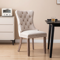 GDFStudio Eleanor Modern Rubberwood Velvet Upholstered Dining Chair with Nailhead Trim Design, Beige