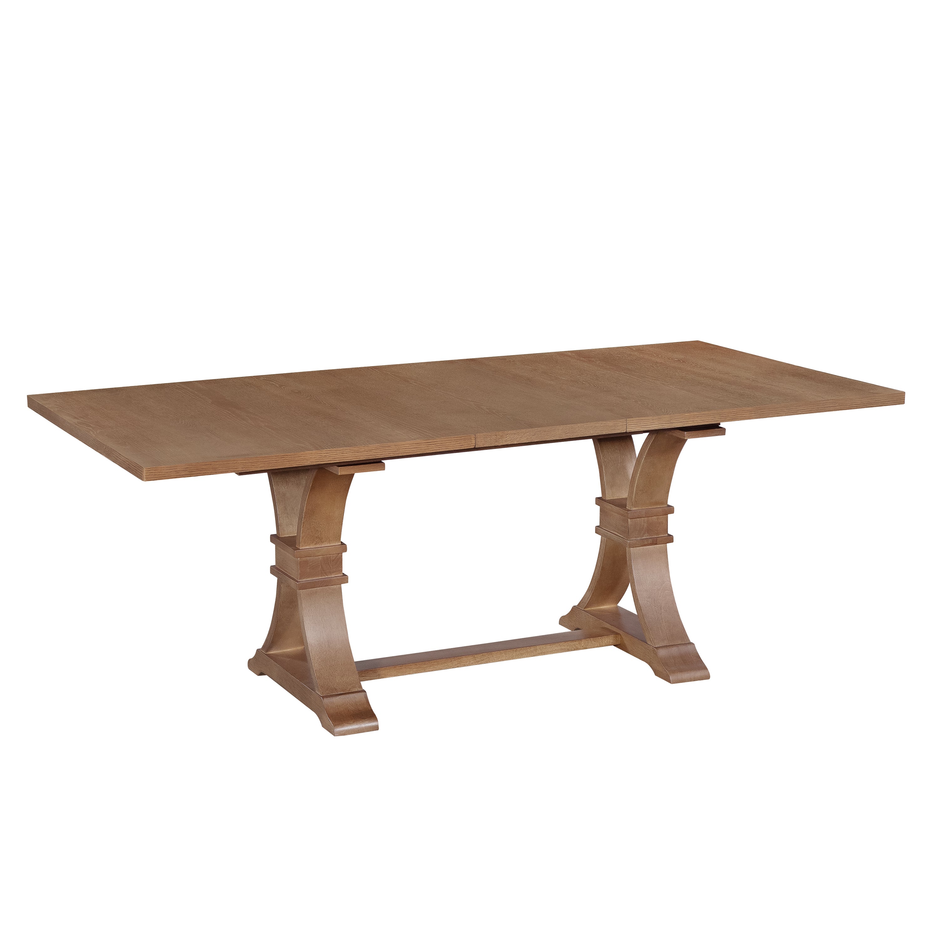 Christopher Knight Home Lorin 78.74" Rustic Rubberwood Rectangular Extendable Pedestal Dining Table, Walnut