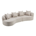 Christopher Knight Home Hailey 126? Modern Boucle Upholstered 5 Seater Curved Sectional Sofa with Pillows, Almond