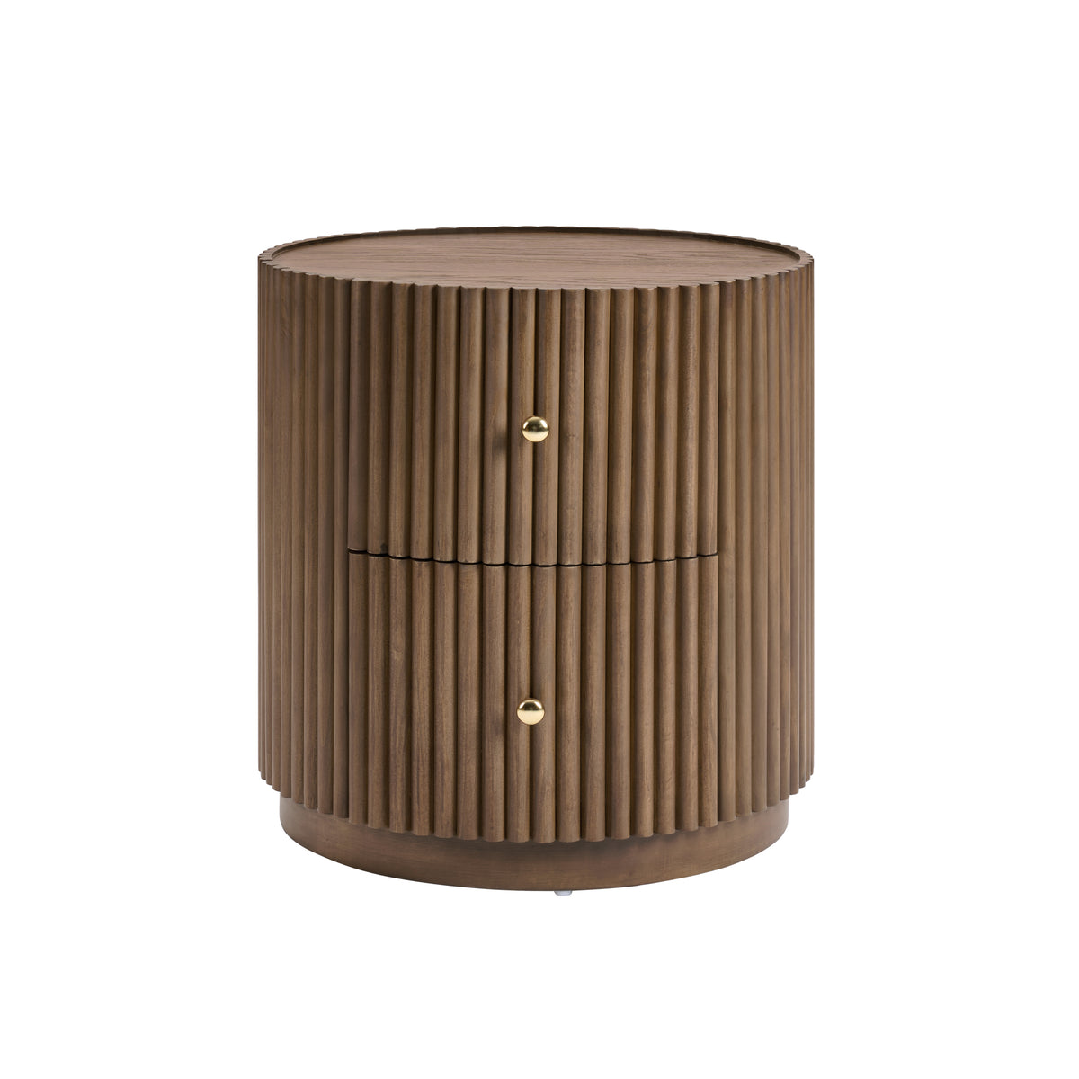 Christopher Knight Home Agrius Mid-Century Modern 2-Drawer Nightstand with Solid Wood Fluted Detail, Walnut