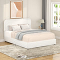 GDFStudio Ross 4-Drawer Storage Upholstered Queen Curved Stitched Bed with Adjustable Headboard Height, Ivory