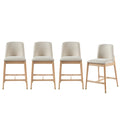 Christopher Knight Home Alexandra Farmhouse Rubberwood Upholstered Counter Stools with Curved Backrest (Set of 4), Natural/Beige