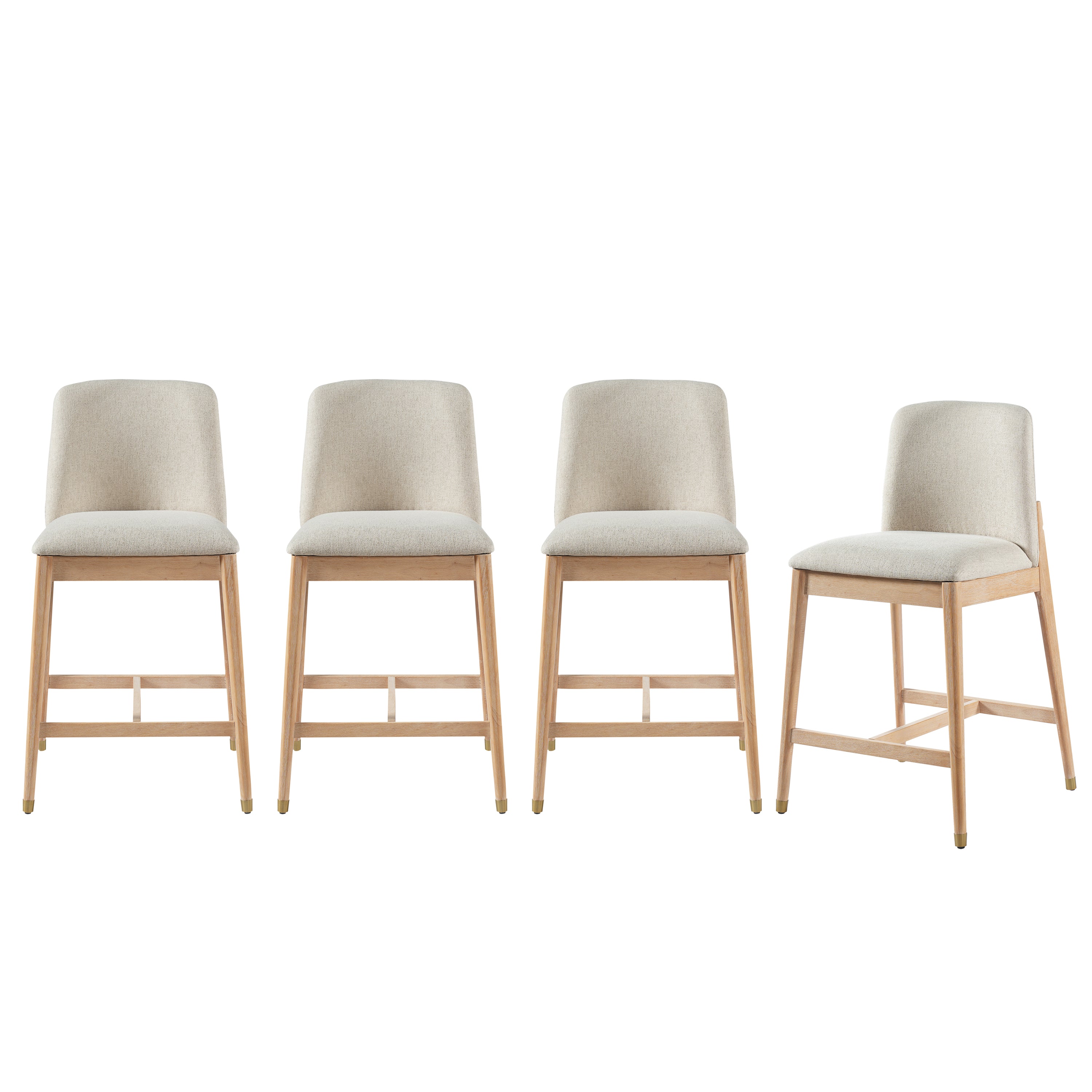 Christopher Knight Home Alexandra Farmhouse Rubberwood Upholstered Counter Stools with Curved Backrest (Set of 4), Natural/Beige