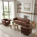 GDFStudio Kiho 3 Piece Fabric Upholstered Tufted Chesterfield Sofa Set with Solid Birch Wood Legs