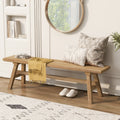 GDFStudio Kirstie 55" Farmhouse Solid Rubber Wood Bench, Natural