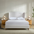 GDFStudio Hyman Chenille Upholstered Wood Wingback Platform Bed Frame with 54" High Headboard, King
