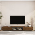 GDFStudio Nesos Modern Extandable TV Stand with 4 Drawers and LED Lights, Brown
