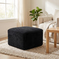 GDFStudio Meilyr Modern 17"H Rectangle Corduroy Upholstered Ottoman, Black