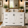 GDFStudio Helius 47.8'' Modern Bathroom Vanity with Ceramic Sink, 7 Drawers, X-Panel Doors and Adjustable Shelves, White